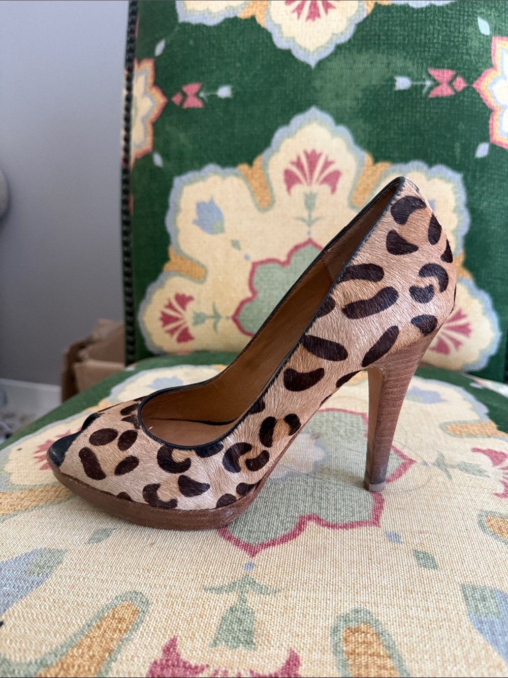 Steve Madden Leopard-Print Peep Toe Pumps in Tan and Brown